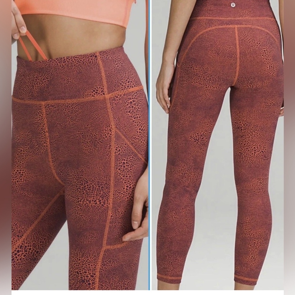 Lululemon Invigorate High-Rise Tight 25 Leggings Crackle Glaze Orange Larkspur 4